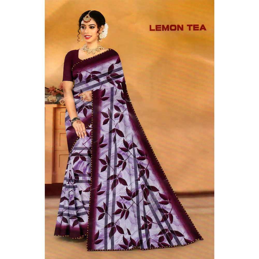Nature-Inspired Elegance in Leaf Motif Saree