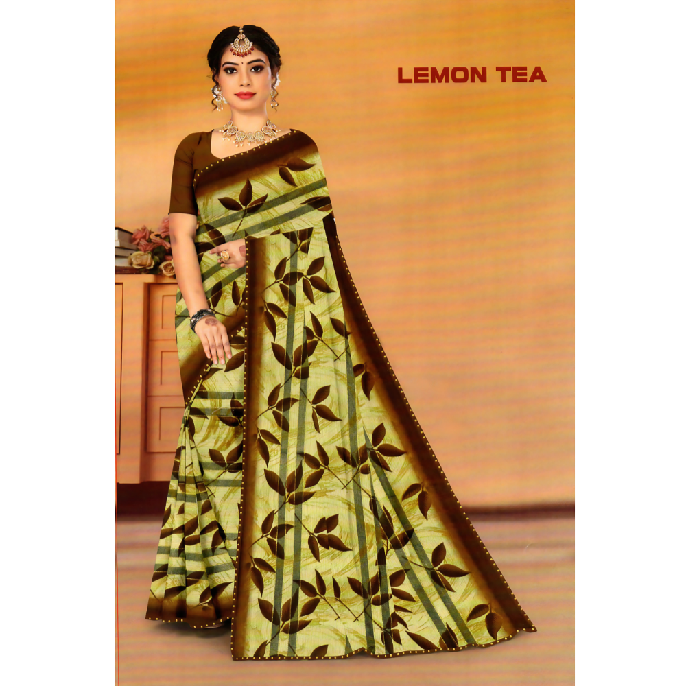 Nature-Inspired Elegance in Leaf Motif Saree