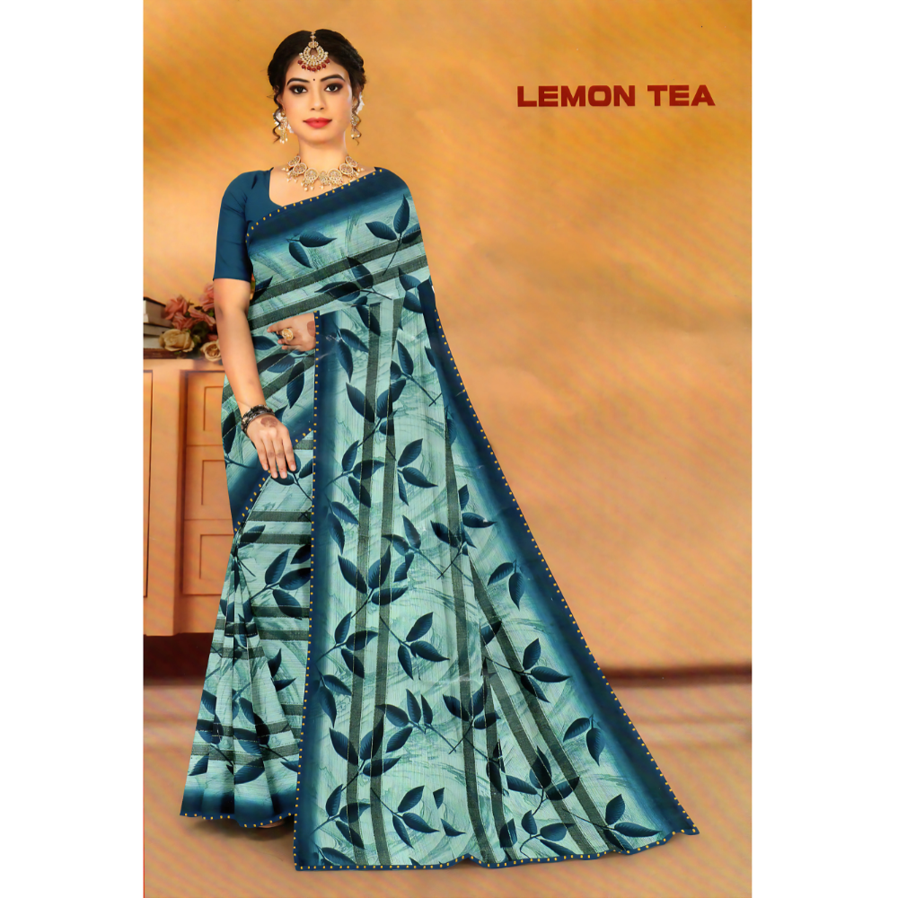 Nature-Inspired Elegance in Leaf Motif Saree