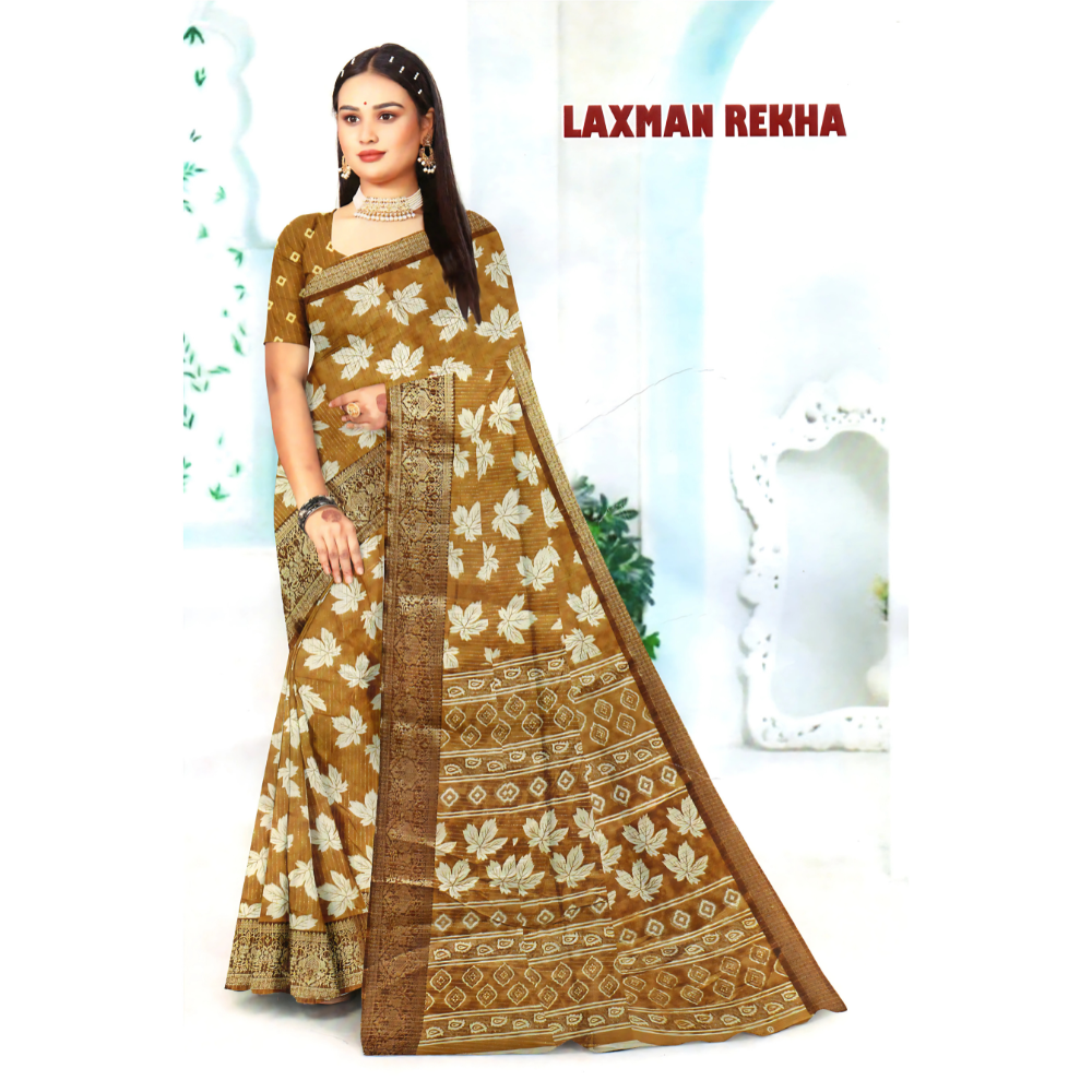 Elegant Saree with Traditional Motifs and Intricate Border Detailing