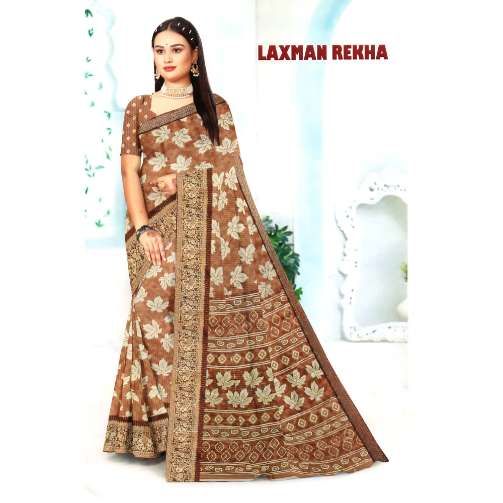 Elegant Saree with Traditional Motifs and Intricate Border Detailing