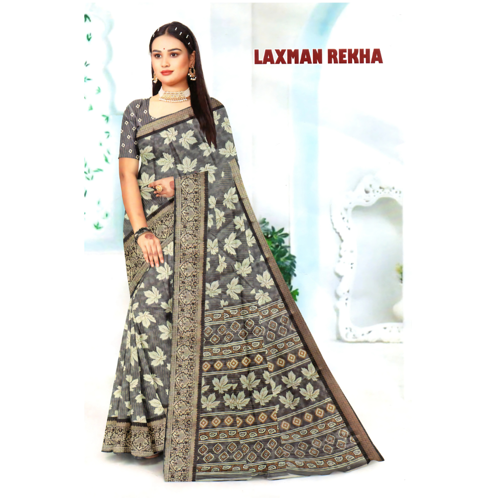 Elegant Saree with Traditional Motifs and Intricate Border Detailing