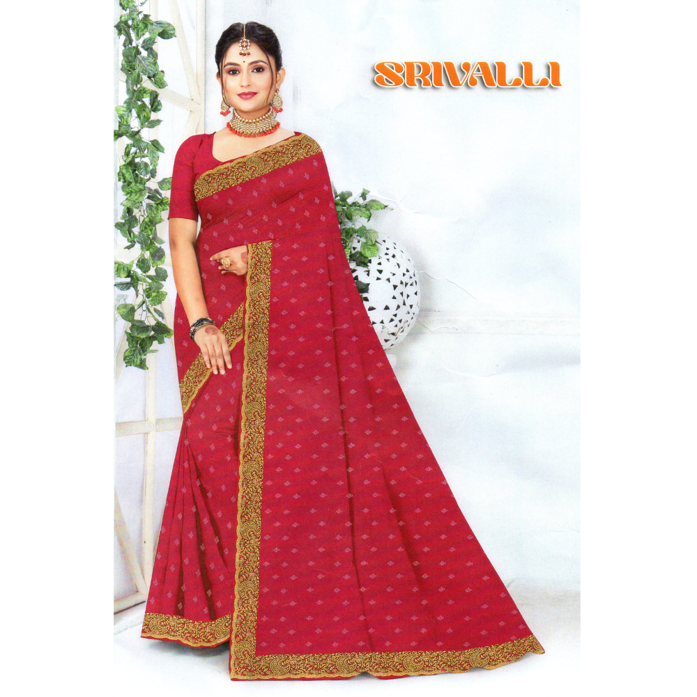 Traditional Saree with Embroidered Border and Subtle Motifs