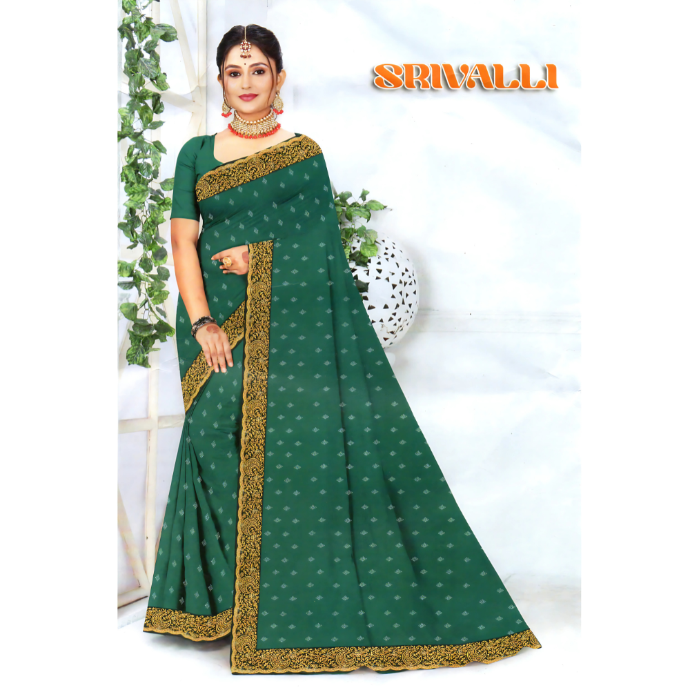 Traditional Saree with Embroidered Border and Subtle Motifs
