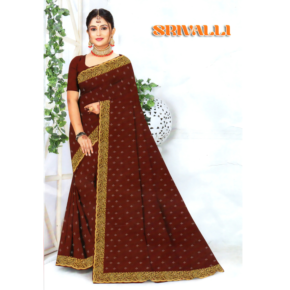 Traditional Saree with Embroidered Border and Subtle Motifs