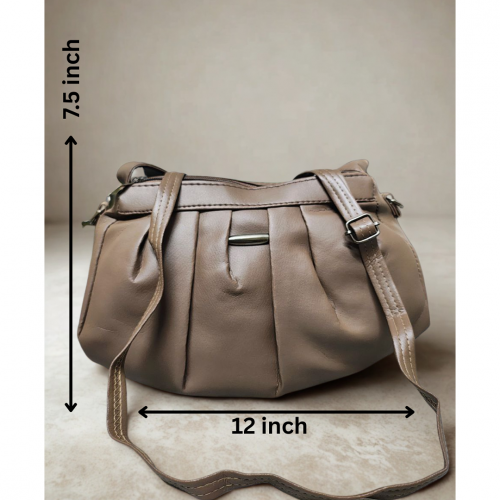 Pleated Faux Leather Sling Bag