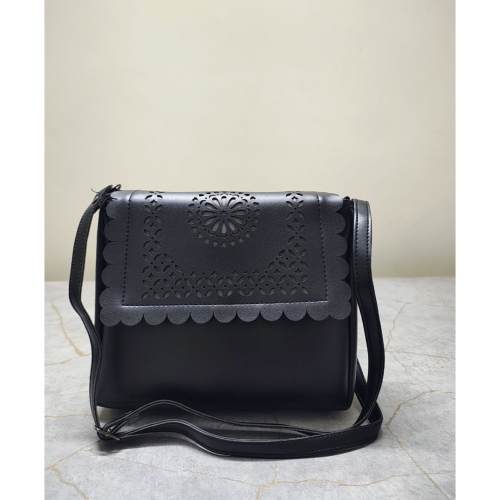Floral Cutout Flap Sling Bag