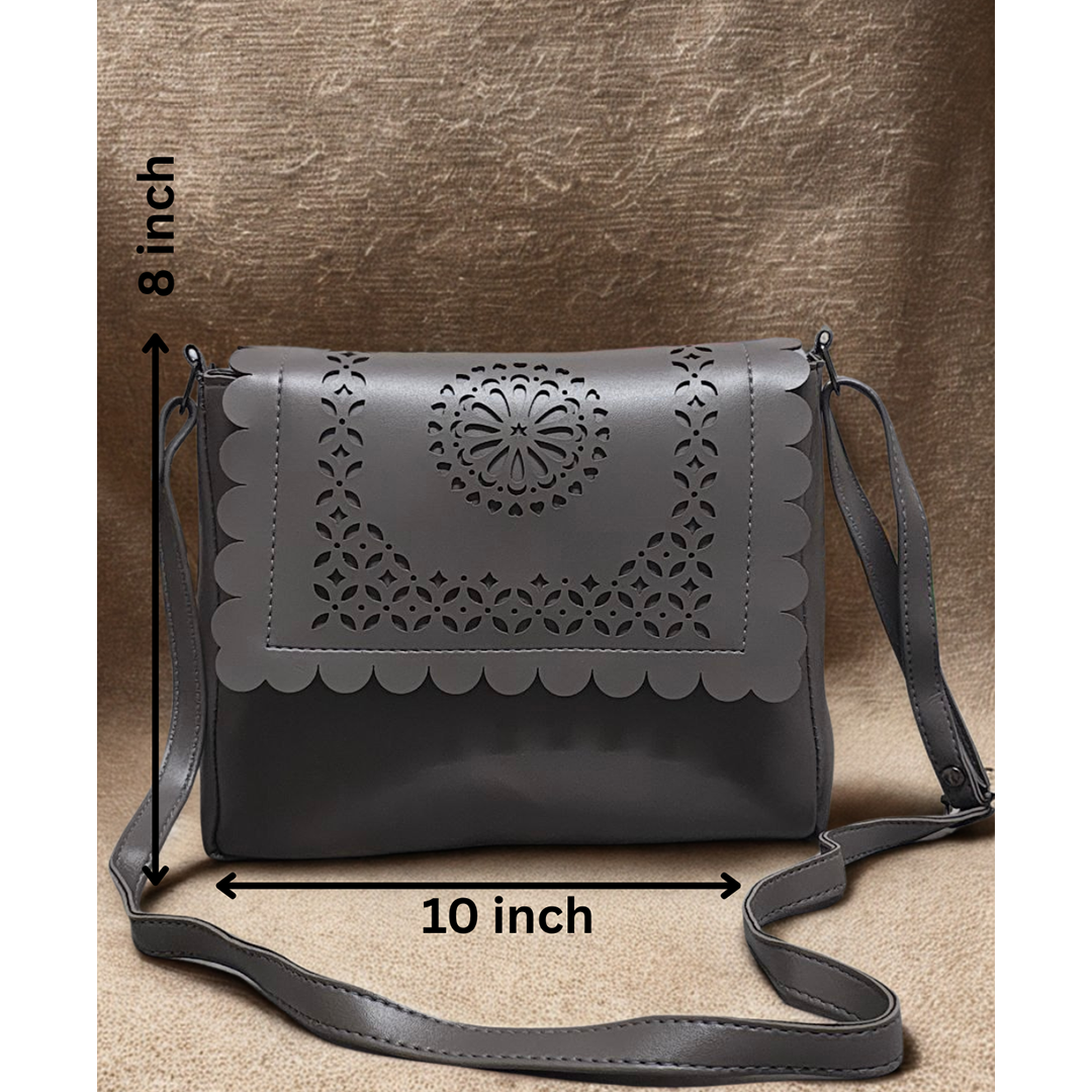 Floral Cutout Flap Sling Bag