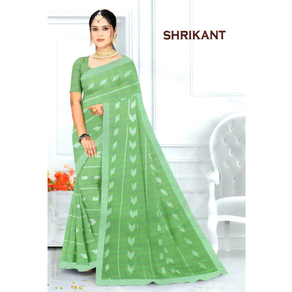 Graceful Soft Weave Saree with Modern Ikat-Inspired Print