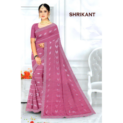 Graceful Soft Weave Saree with Modern Ikat-Inspired Print