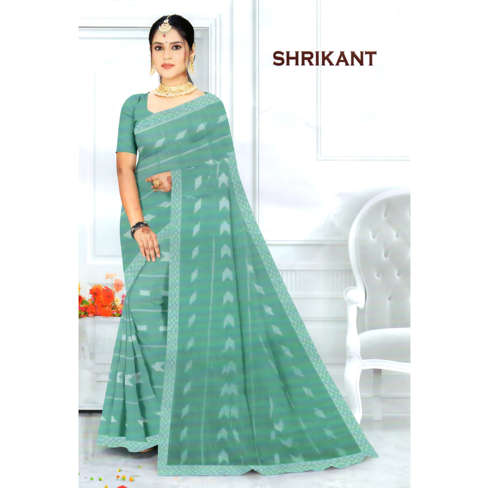 Graceful Soft Weave Saree with Modern Ikat-Inspired Print