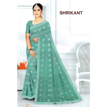 Graceful Soft Weave Saree with Modern Ikat-Inspired Print