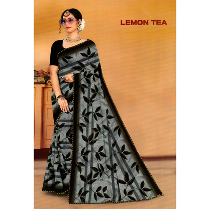 Nature-Inspired Elegance in Leaf Motif Saree