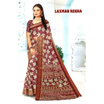 Elegant Saree with Traditional Motifs and Intricate Border Detailing