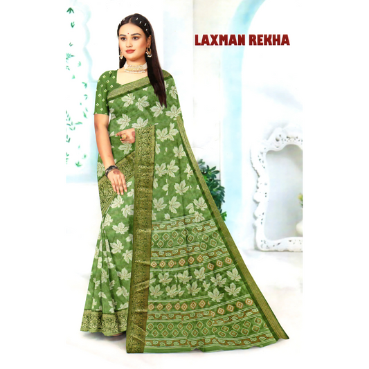 Elegant Saree with Traditional Motifs and Intricate Border Detailing