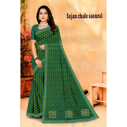 Bandhani Style Saree with Embroidery and Geometric Designs