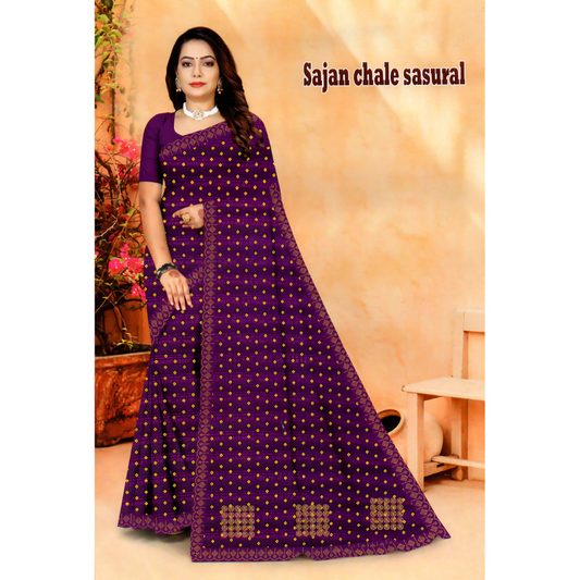 Bandhani Style Saree with Embroidery and Geometric Designs