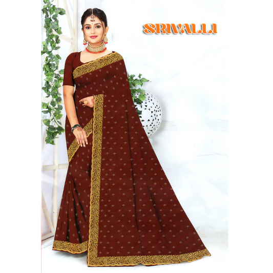 Traditional Saree with Embroidered Border and Subtle Motifs