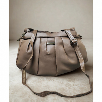 Pleated Faux Leather Sling Bag