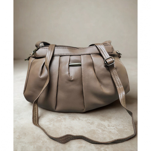 Pleated Faux Leather Sling Bag