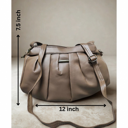 Pleated Faux Leather Sling Bag