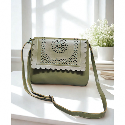 Floral Cutout Flap Sling Bag