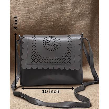Floral Cutout Flap Sling Bag