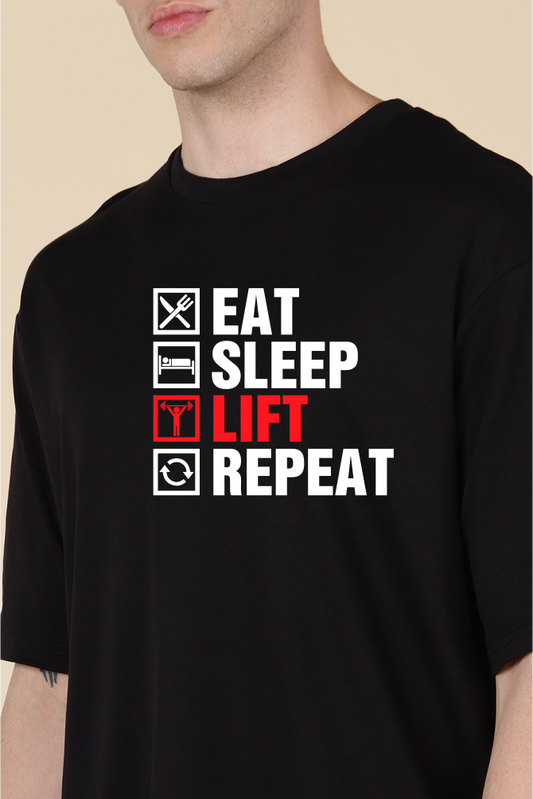 Eat Sleep Lift Repeat Unisex Gym Oversize T-shirt