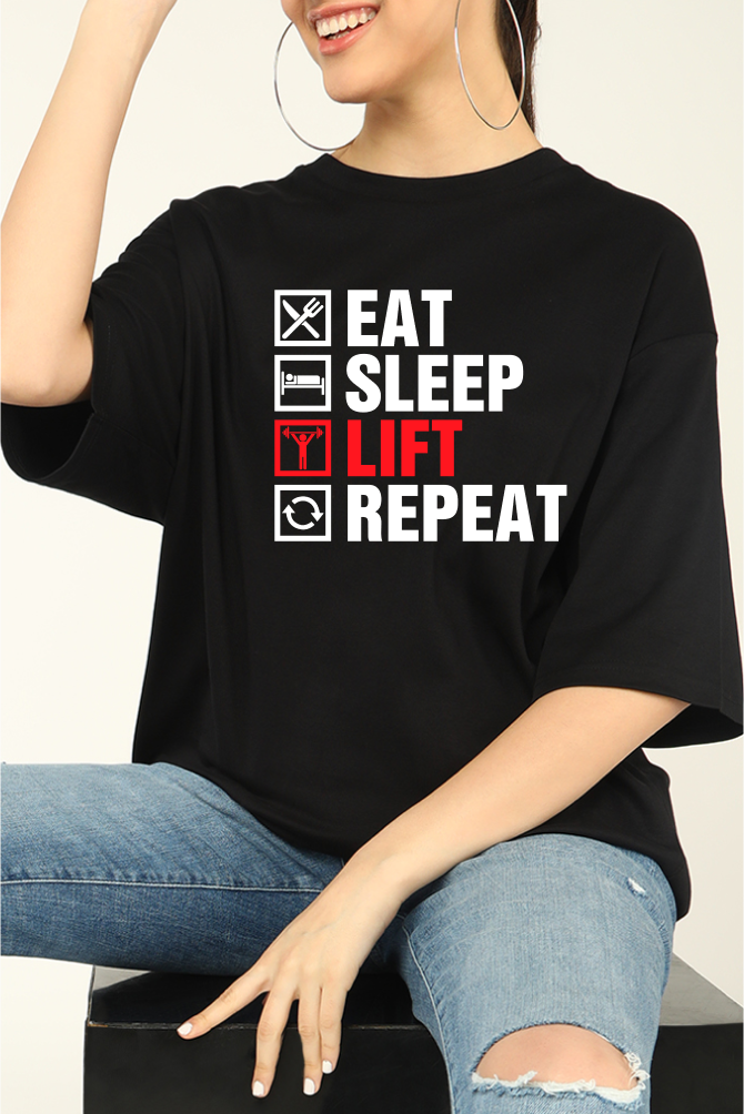 Eat Sleep Lift Repeat Unisex Gym Oversize T-shirt