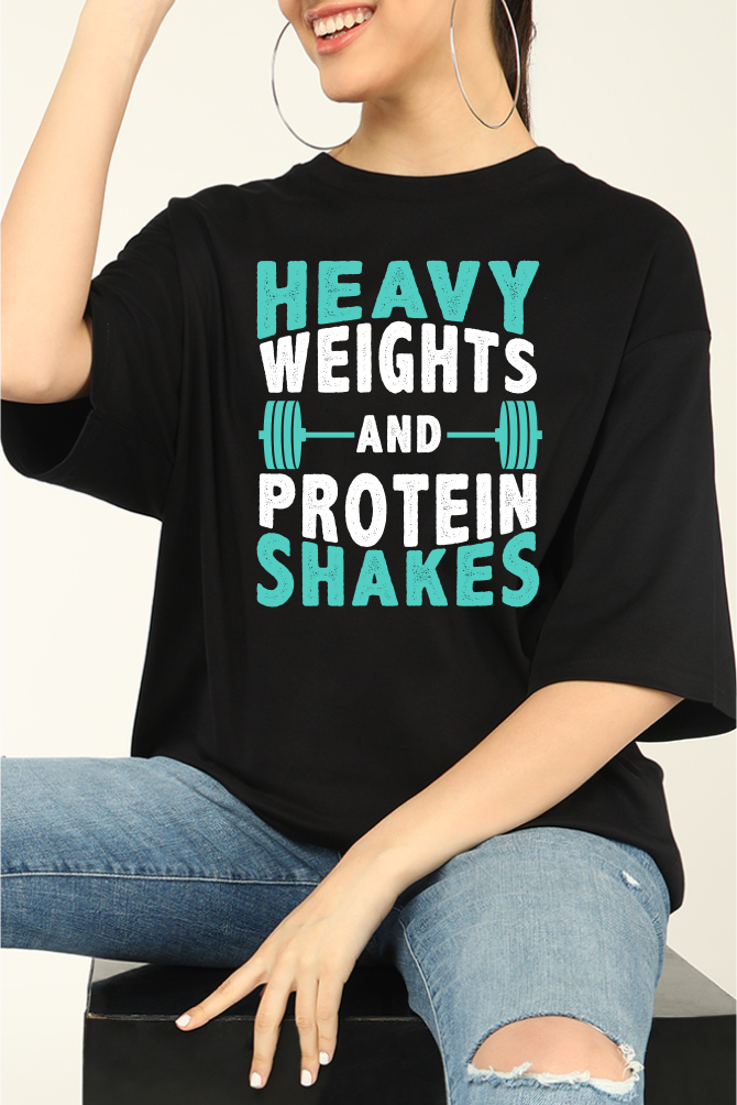 Heavy Weights And Protein Shakes Unisex Gym Oversize T-shirt