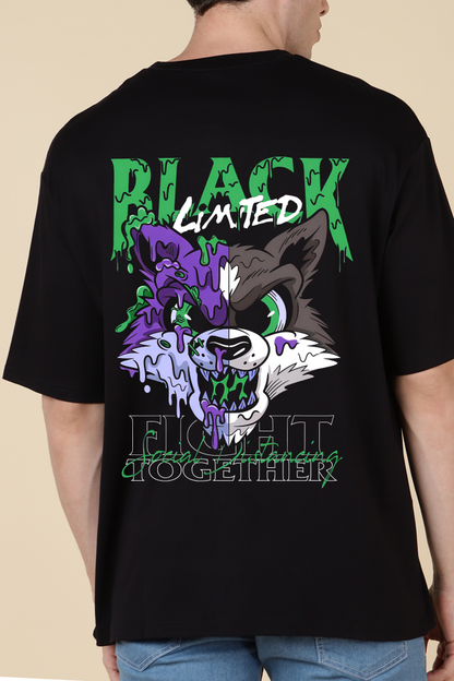 Black Wolf Graphic Oversized T-shirts