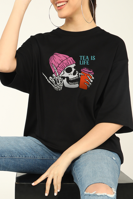 Skeleton Drinking Oversized T-shirt