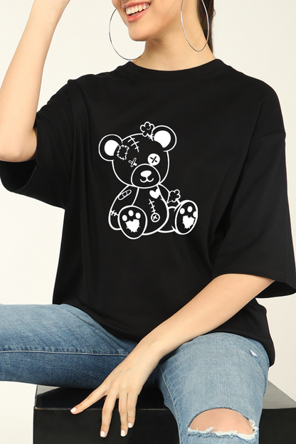 Patchwork Teddy Bear Oversized T-shirt