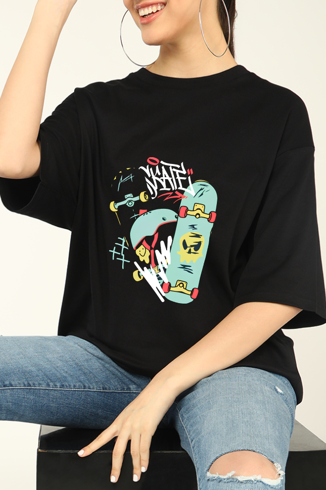 Skateboarding Graffiti Oversized T-shirt