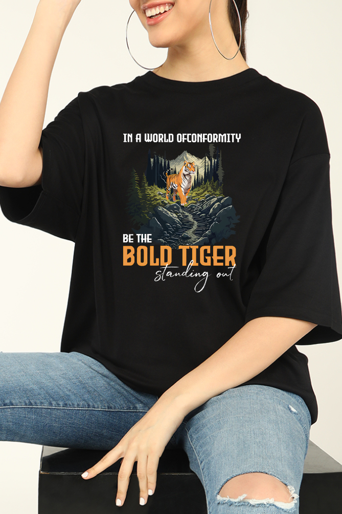 Bold Tiger in the Moonlight Oversized T-shirt