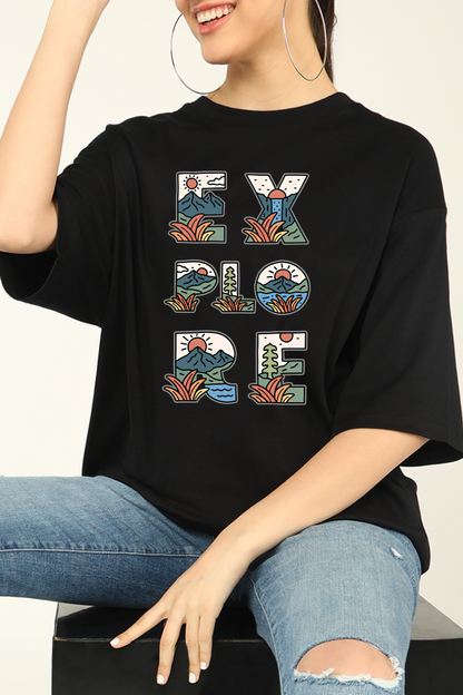 Typography In Nature Oversized T-shirt