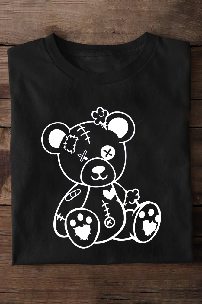 Patchwork Teddy Bear Oversized T-shirt