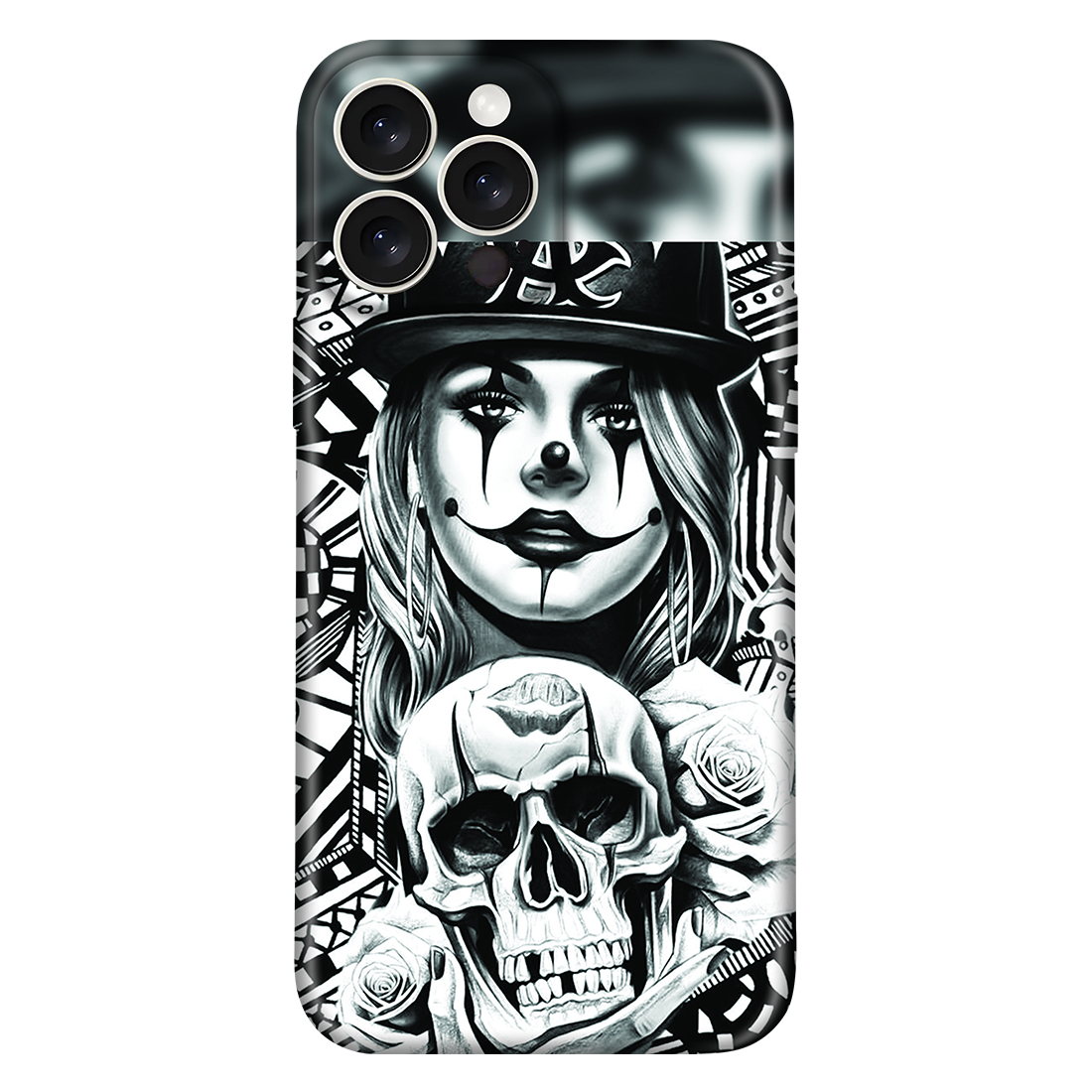 Monochromatic Skull and Patterns Case