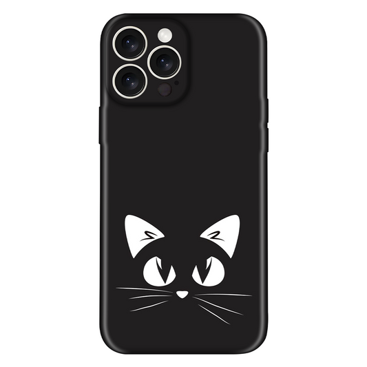 Dark Black White Cat Face Case