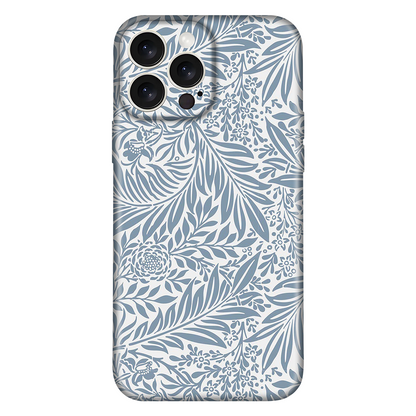 Grey White Leaf Flower Pattern Case