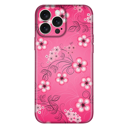 Pink & Black Flower Leaf Case