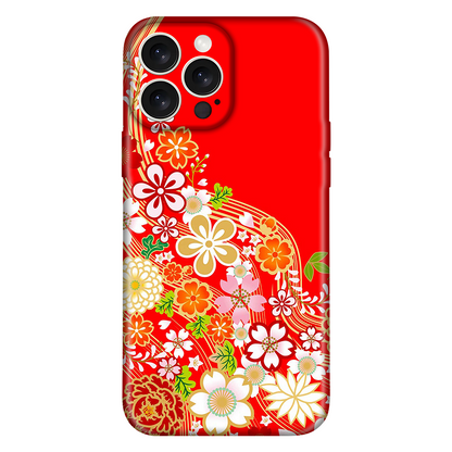 Dark Red Left Flower Pattern Case