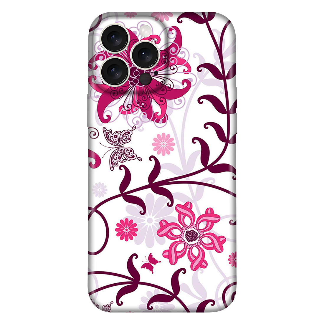 White Butterfly Flower Pattern Case