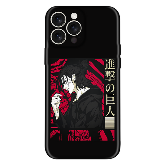 Eren Yeager Red and Black Anime Embossed Case