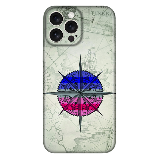 Colorful Compass on Vintage Map Case