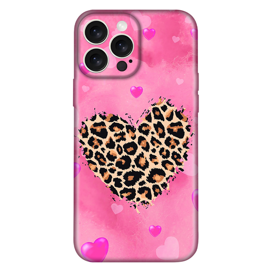 Leopard Print Heart Amidst Pink Hearts Case