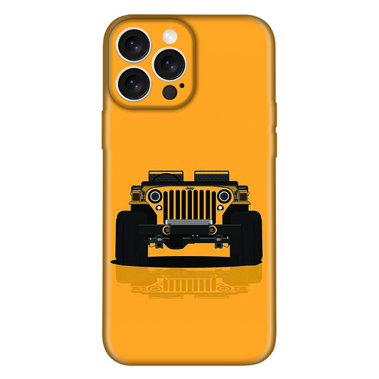 Black Jeep Front View on Orange Background Case