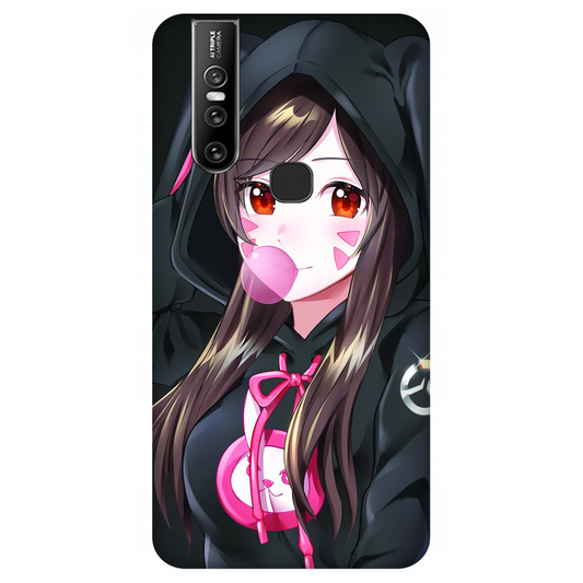 Anime woman wearing black bunny case Vivo V15
