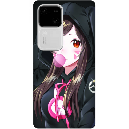 Anime woman wearing black bunny case Vivo V30 5G