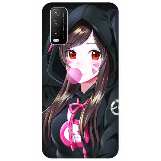Anime woman wearing black bunny case Vivo Y20A